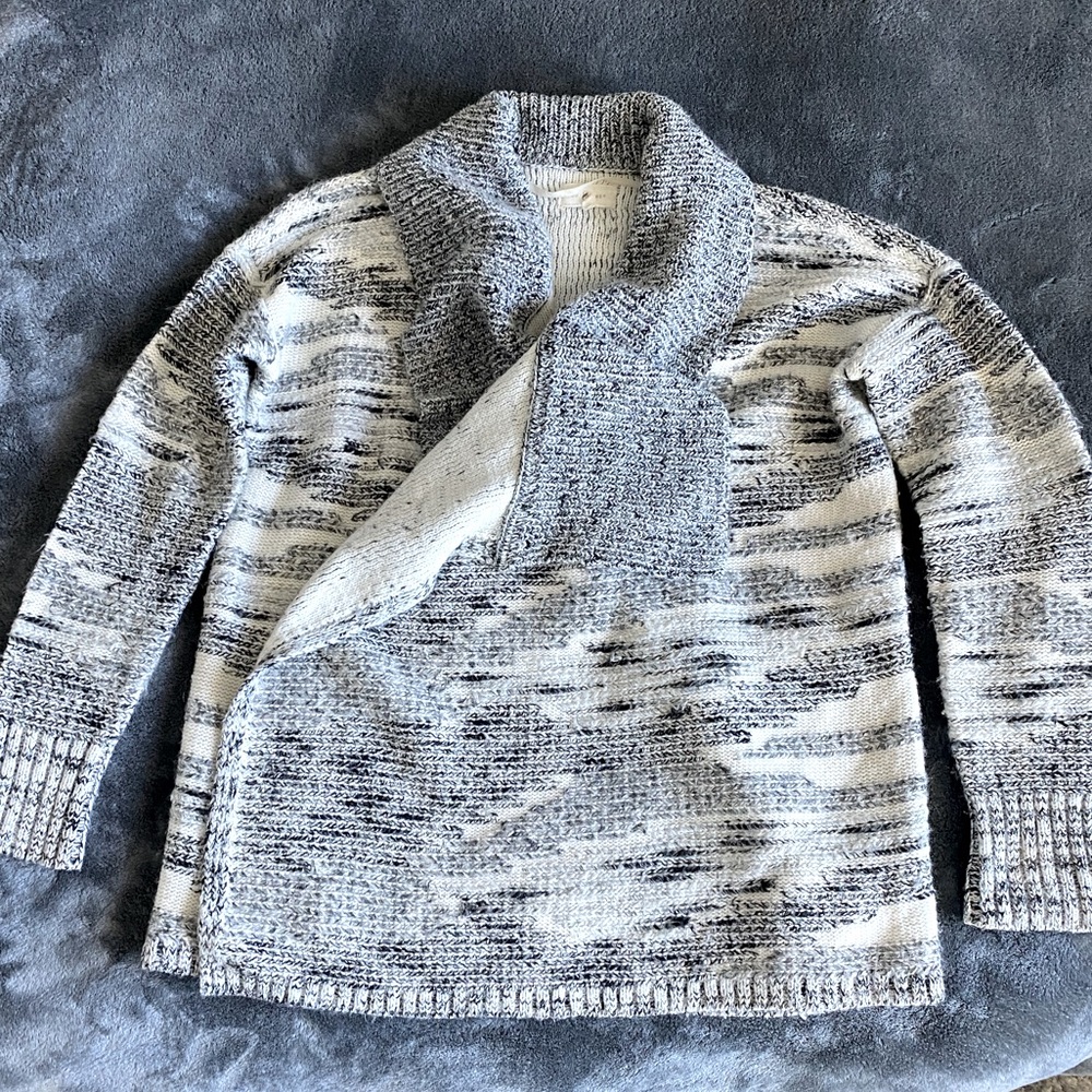 Grey Knit Gathered-front cardigan